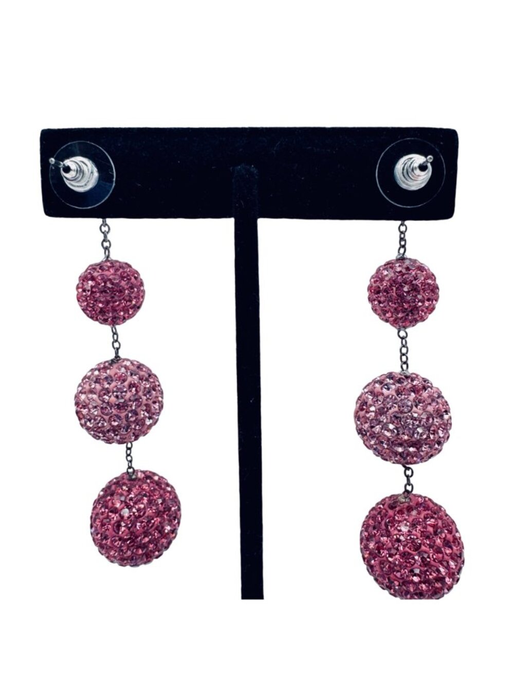 Sparkle Balls Dangle Earrings Disco Bon-Bon Drop Goth Glam Peacock Pink Lot of 3 - Picture 3 of 11